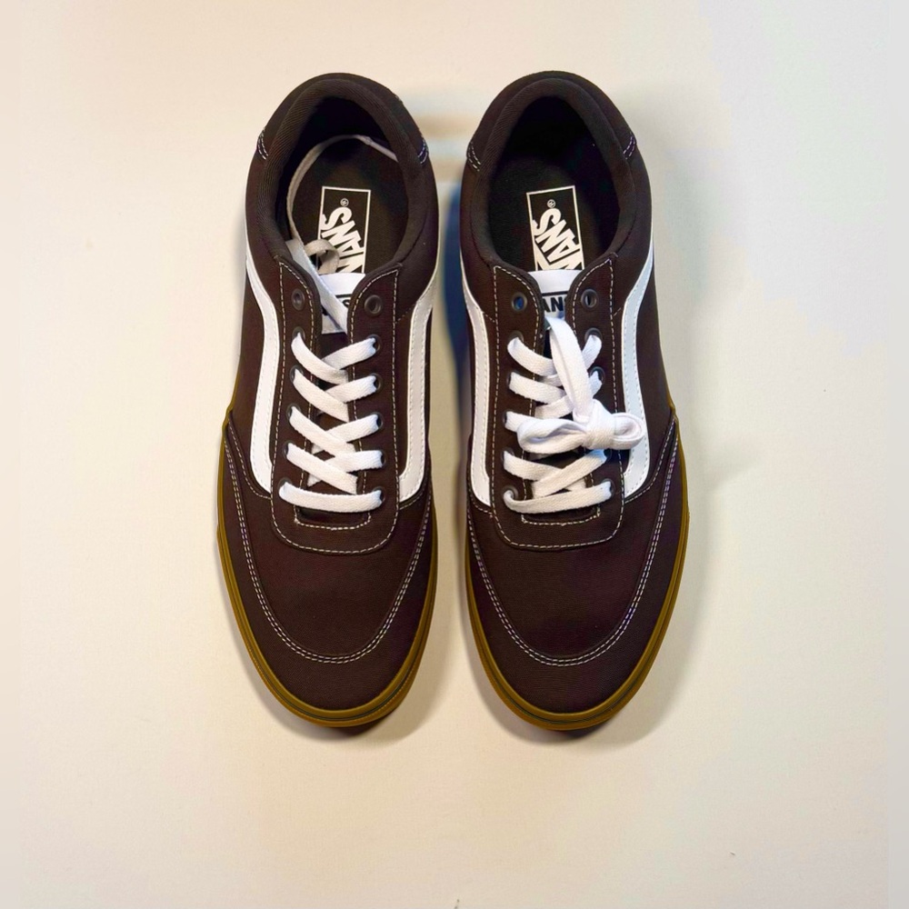 Vans Brooklyn LS Men's Chocolate Brown and White Sneakers Size 12